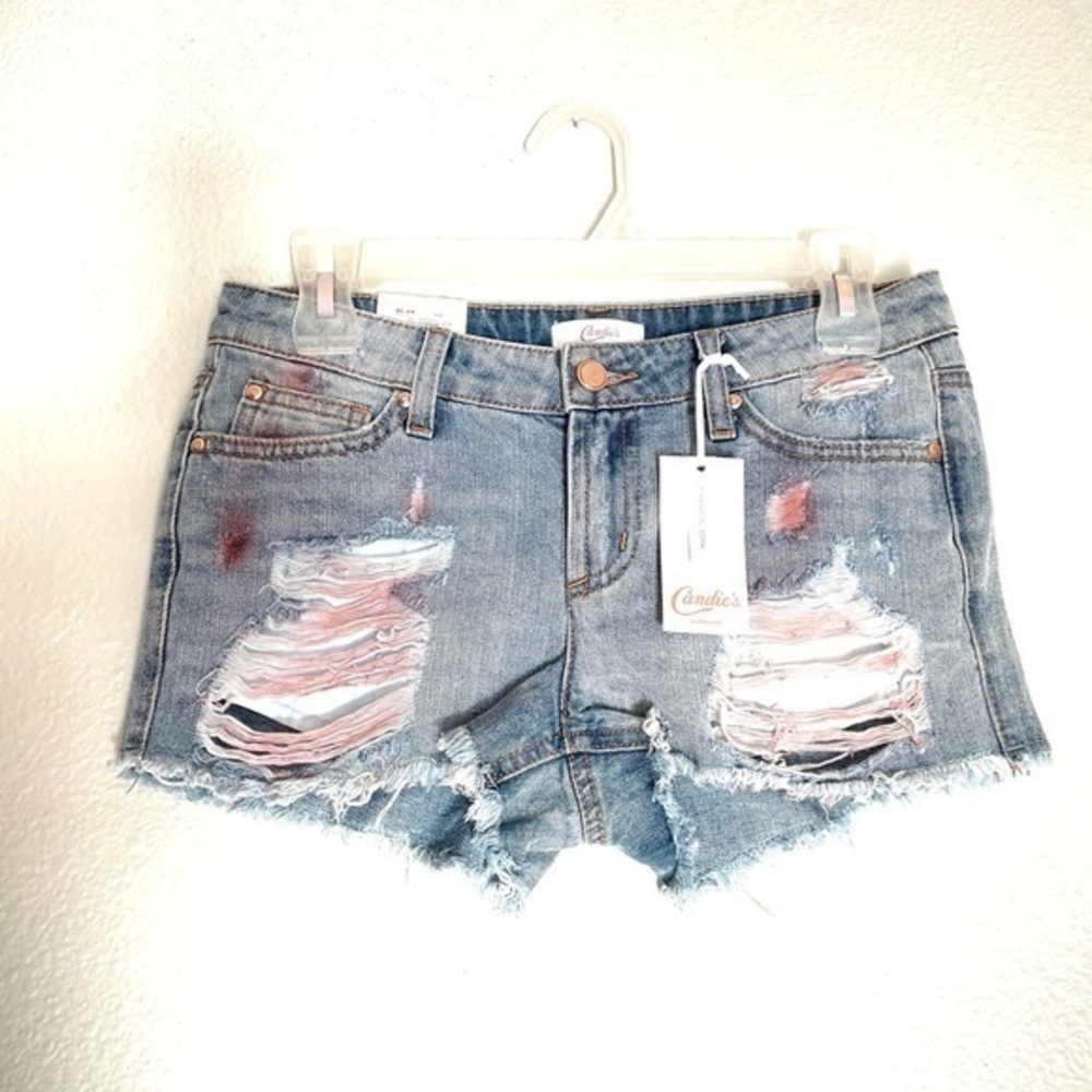 CANDIES Made to sparkle pink distressed  shorts -1
